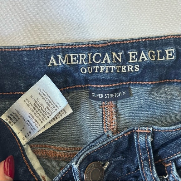 American Eagle Outfitters Women's Distressed Blue Jeggings Super StretchX Size 8 - Picture 6 of 7